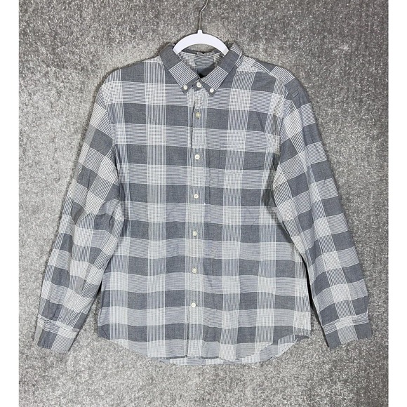 Banana Republic Cotton Stretch Grant Fit Oxford Shirt Men Size Large Gray Button - Picture 1 of 10